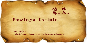 Maczinger Kazimir névjegykártya